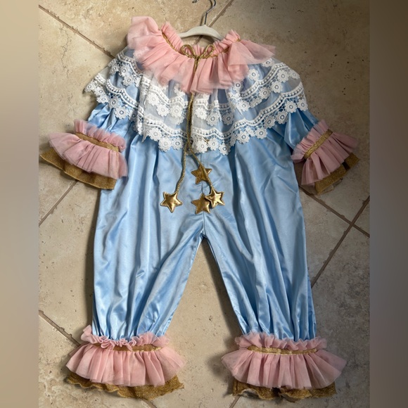 Pink and Blue Girls Clown Costume with Stars - Picture 2 of 3